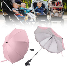 14in Universal Stroller Parasol with UV Protection Adjustable Baby Stroller Umbrella Pink (Silver Glue)