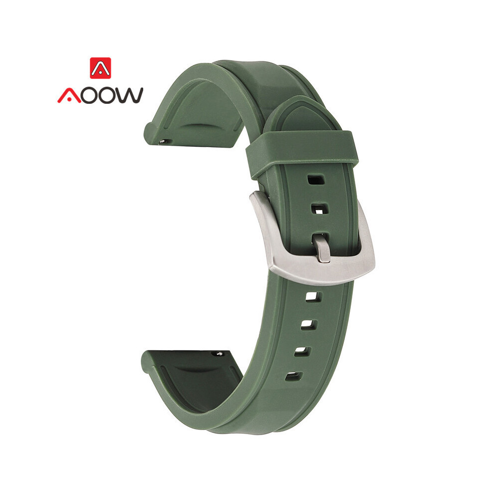 Bracelet de rechange en silicone pour Samsung (22 mm, vert argenté) 18 mm, 20 mm, 22 mm, 24 mm, étanche
