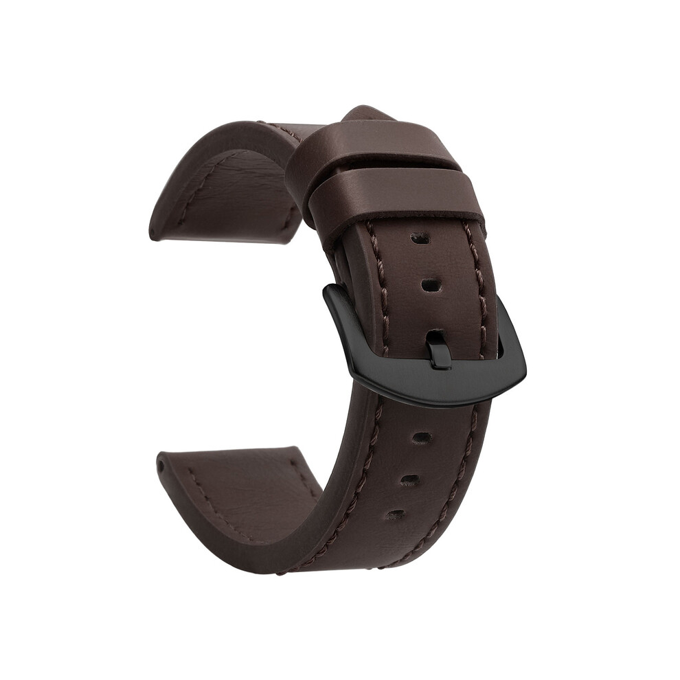 Bracelet de montre tendance (20 mm - Marron foncé noir) - Bracelet de montre sport vintage en cuir avec