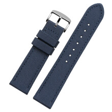 (18 mm - Bleu S) Bracelet en cuir et nylon pour homme et femme, universel, étanche, 18 mm, 20 mm, 22