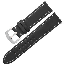 (20 mm, Schwarz, Silberverschluss) Uhrenarmband aus Ölwachs-Leder, 20 mm, 22 mm, für Samsung Galaxy