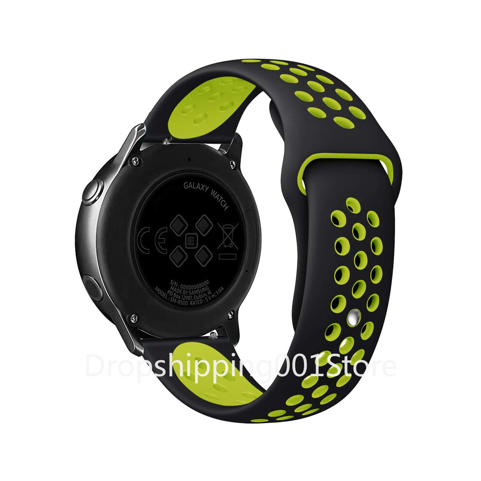 Bracelet en silicone pour Samsung Galaxy Watch 4 Classic (46/42 mm) (Amazfit GTs-2-2e, noir et jaune)