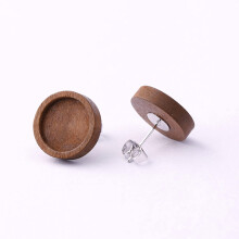 SHUNAE 40pcs 12mm din lemn maro ?i din o?el inoxidabil cabochon cercei cu ?tiri goale din o?el inoxidabil 304 Cercei de tavi Setari pentru fabric