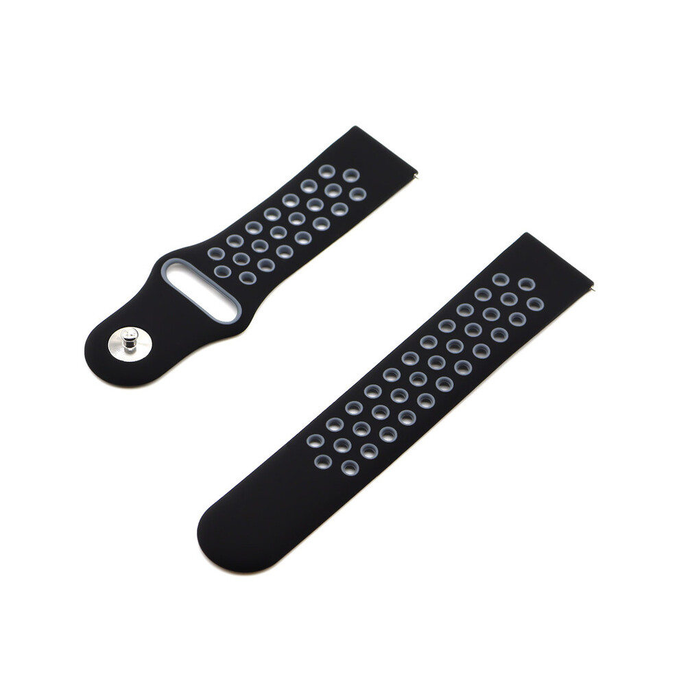 Bracelet en silicone (Gear S3-13 noir et gris) pour Samsung Galaxy Watch 4 Classic, Gear S3 42/46 mm,