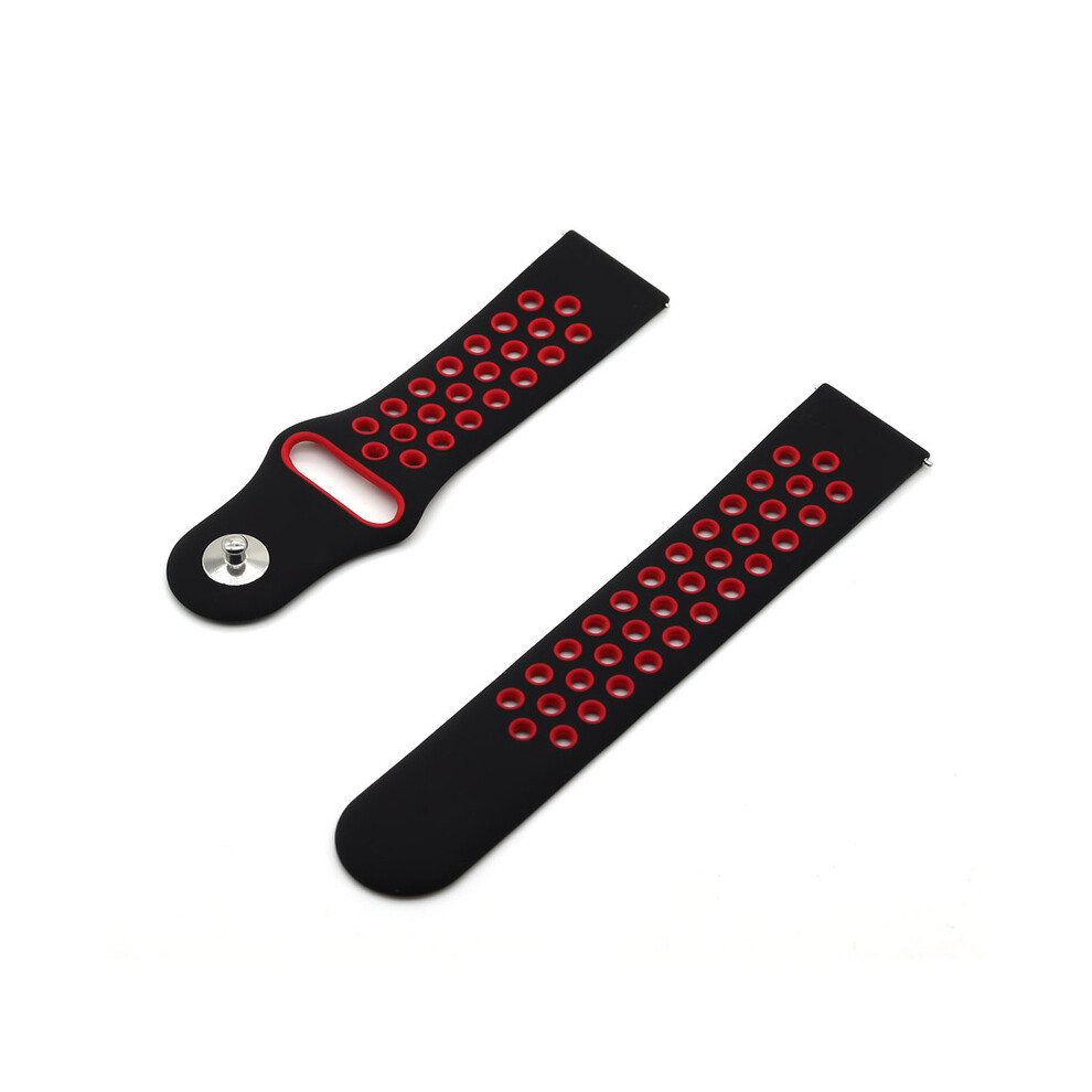 Bracelet en silicone (Gear S3-10 noir et rouge) pour Samsung Galaxy Watch 4 Classic, Gear S3 42/46 mm,