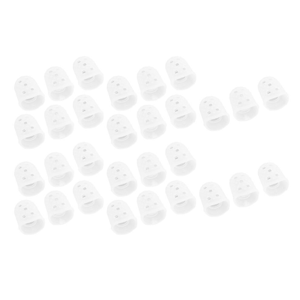 30pcs Guitar Silicone Finger Protectors Breathable Finger Cots Transparent Fingertip Protectors M Size