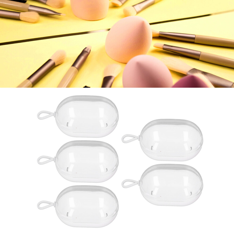 White 5Pcs Beauty Blender Holder Visible Protective Transparent Dust Proof Makeup Sponge Case