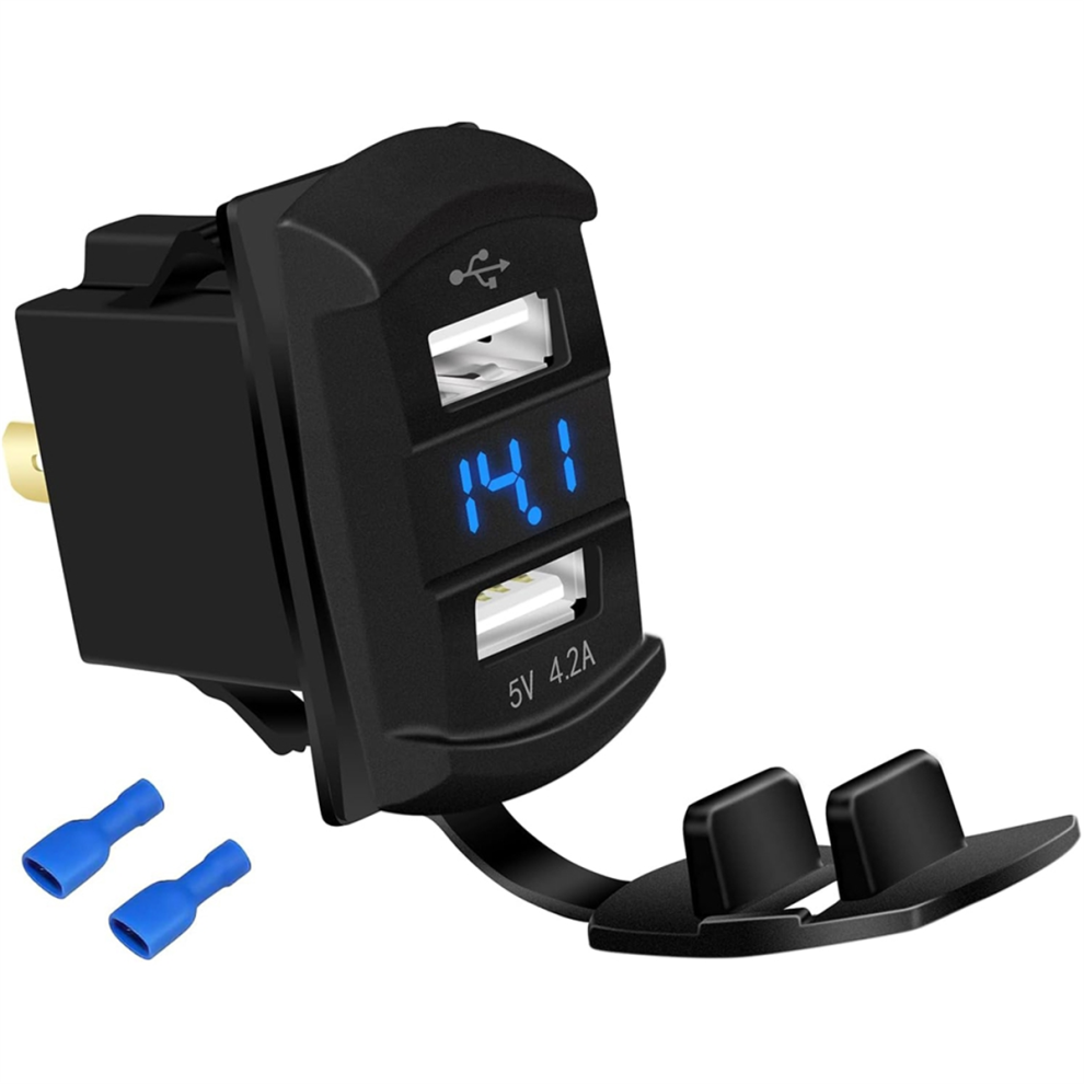 Interruttore A Bilanciere Usb Marino 12V Doppia Porta Di Ricarica 4,2A Blu