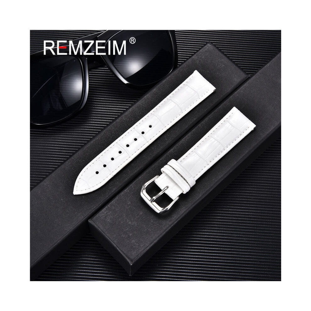 (22 mm - blanc) Bracelets de montre fins en cuir véritable 10 mm 12 mm 14 mm 16 mm 18 mm 20 mm 22 mm