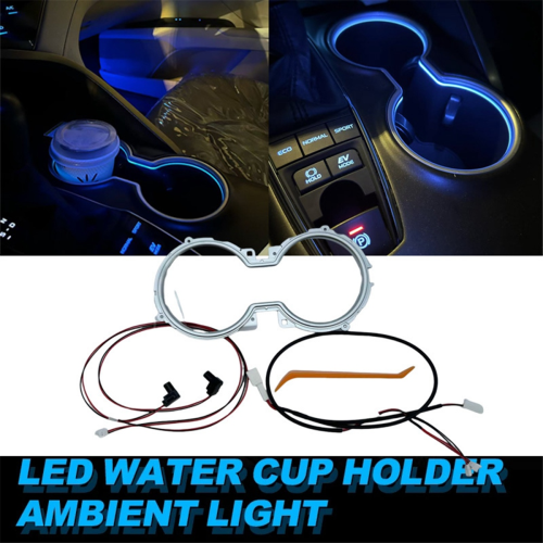 LED Cup Holder Light Atmosphere Light Ice Blue Car Interior Lamp 2