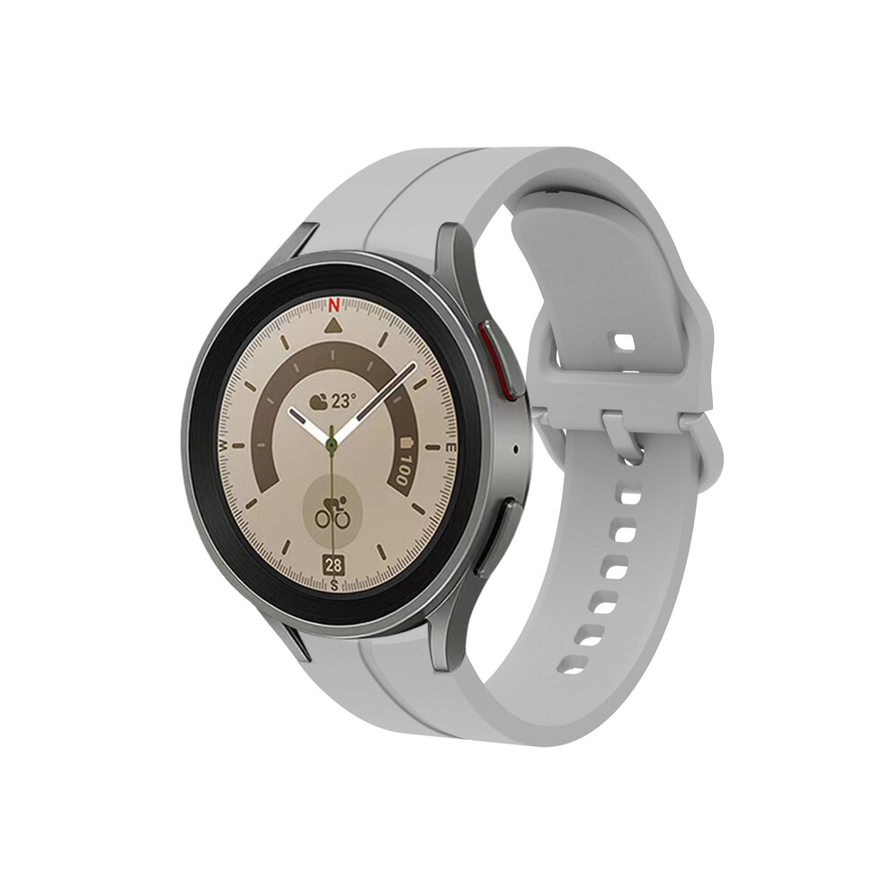 Bracelet en silicone 20 mm pour Samsung Galaxy Watch 4 Classic 46 mm/42 mm (Watch 5 Pro 45 mm - Gris