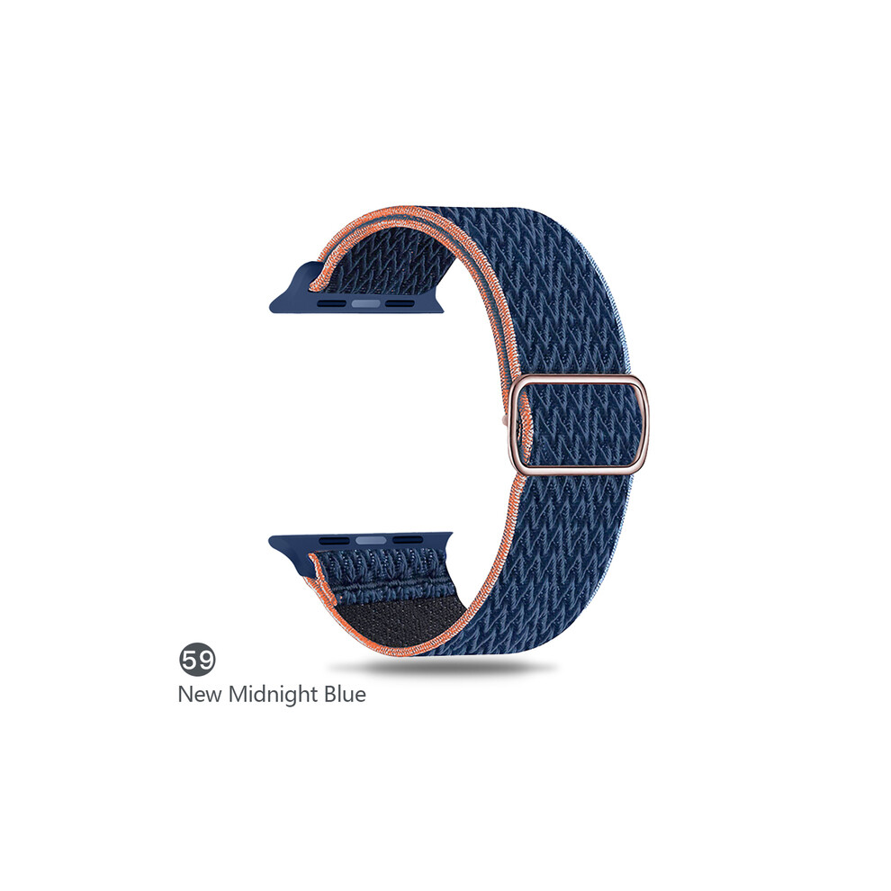 Bracelet en nylon (bleu nuit W) pour Apple Watch 44 mm, 40 mm, 38 mm, 42 mm, 45 mm, boucle unique