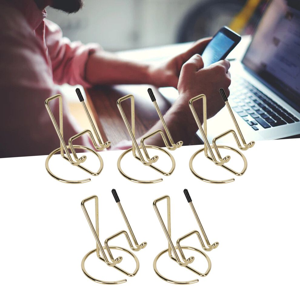 5Pcs Metal Desk Cell Phone Stand Cute Electroplated Metal Mobile Phone Stand Holder Desktop Accessories Gold 4271315307443