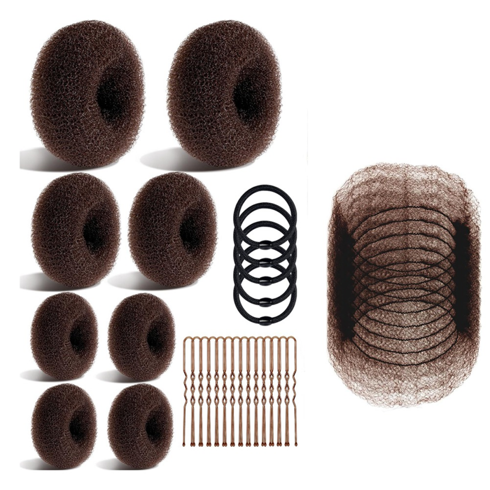 Set Per Creare Chignon E Retine Per Capelli, Con 8 Strumenti Per Creare Chignon Per Donna, Colore Marrone