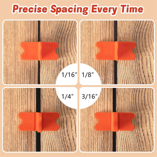 8 Pcs Deck Spacer Tool,4 Thicknesses Deck Board Spacers,Orange 2