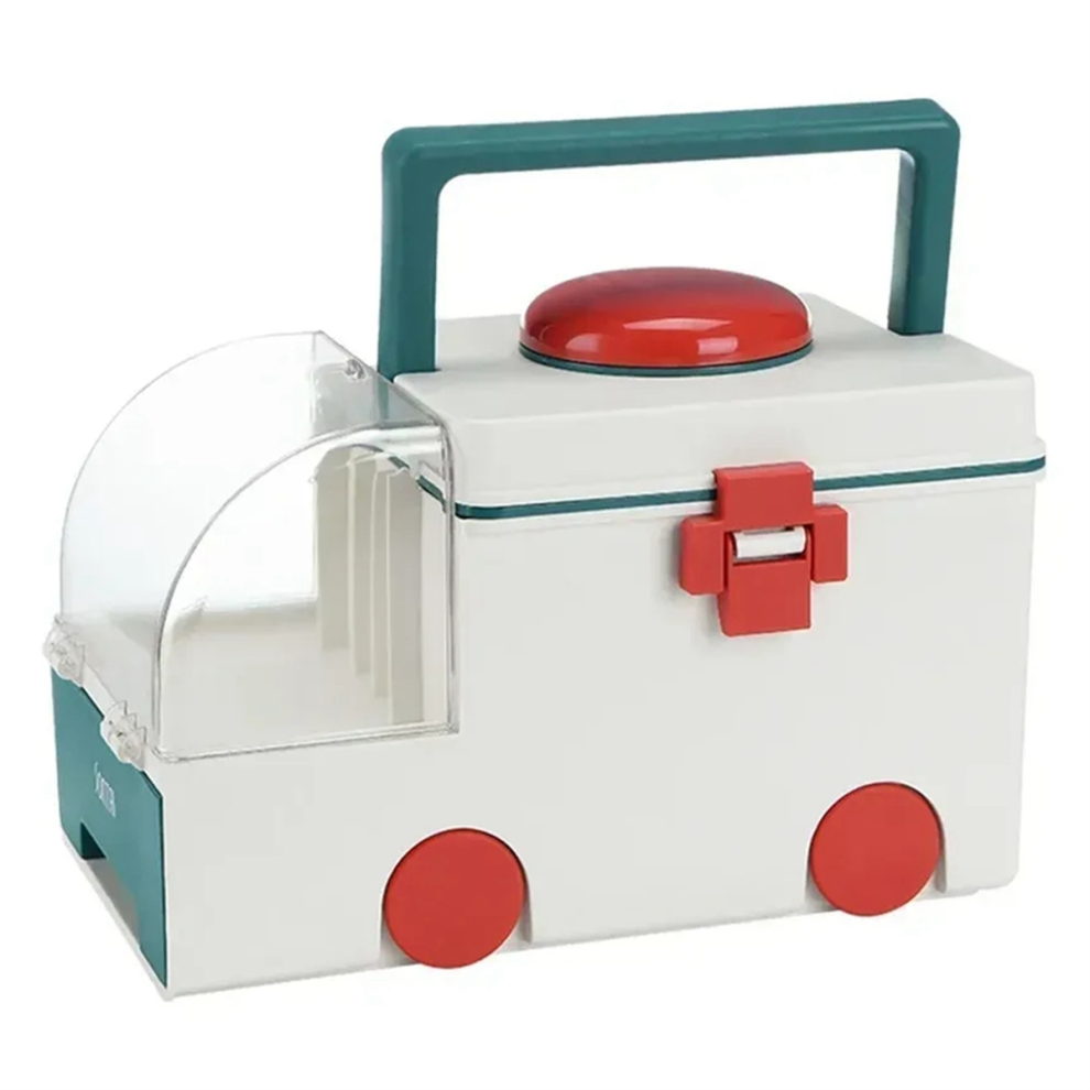 Markenlos Multifunctional Ambulance Medicine Box Large Capacity Household Green