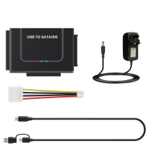 USB to SATA/IDE Adapter for 2.5/3.5 HDDs & SSDs, USB 3.2 Gen 2 10Gbps, supports 3 drives, 6TB max, Plug & Play, UK Plug