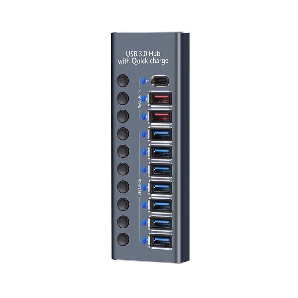 10-Port Usb 3.0 Hub With 2.4A Fast Charging Pd Port Eu Plug 4854133372963