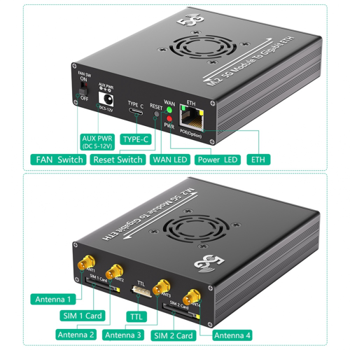 NGFF (M.2) 4G/5G-modul til type C-adapter, Realtek RTL8125BG-kontroller 1