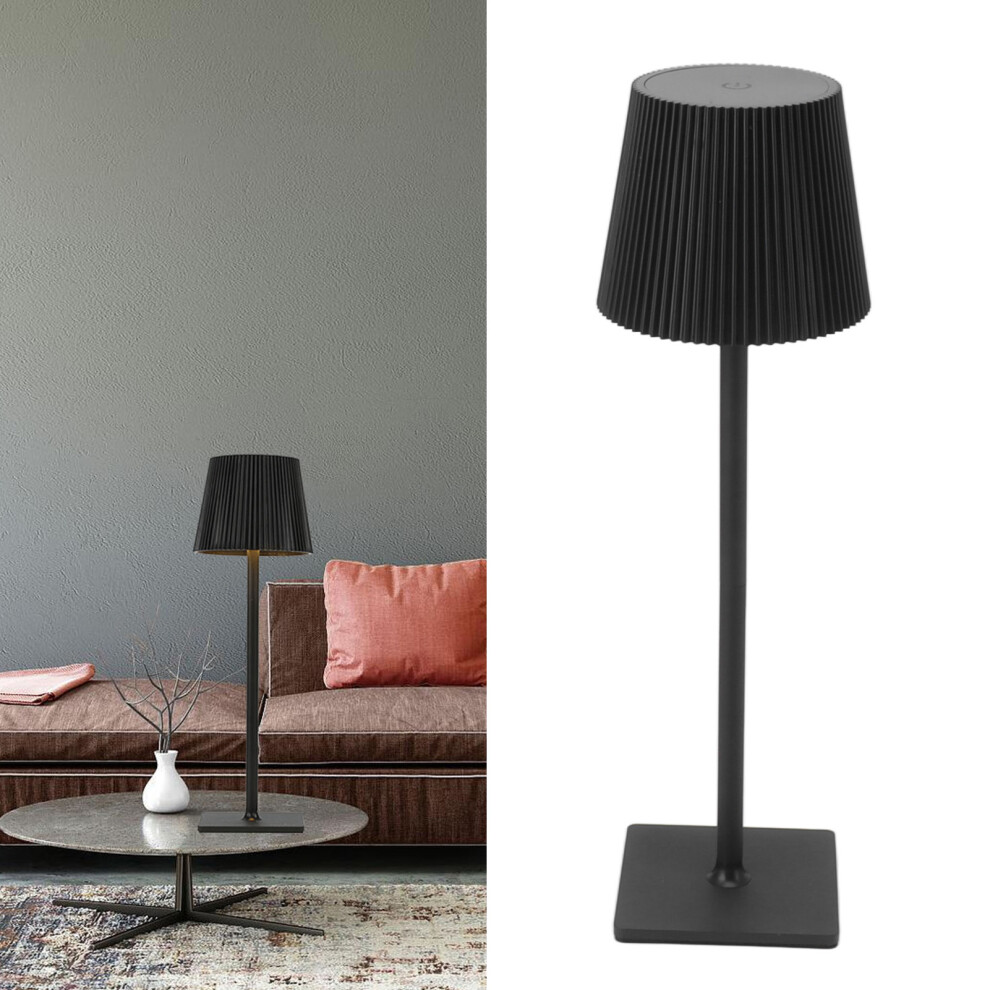 Cordless Table Lamp Pleated Lampshade Rechargeable LED Lamp Home Decoration for Reading Black-image-OPC-PHR6DGM-NEW