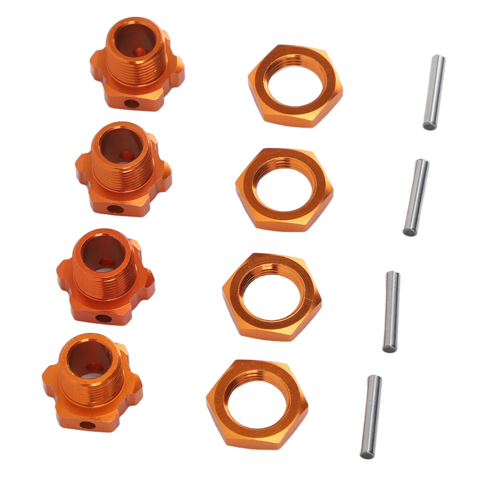 4Pcs 17Mm Hex Wheel Hub Adapter Aluminum Alloy Hex Drive Hub Adapter For Zd Racing 9116 08427 1/8 Rc Car Orange