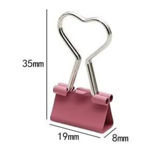 60 Pcs Metal Binder Clips with Heart Shaped Handle Pink 1