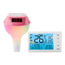 Solární bazénový teploměr s RGB atmosférou světle růžový