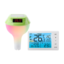 Solární bazénový teploměr s RGB podsvícením Atmosféra světle zelená