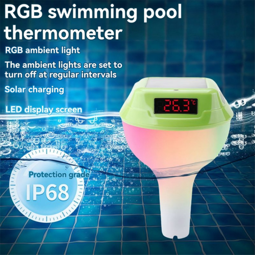 Solcelledrevet flydende pooltermometer med RGB-atmosfære lyserød 2