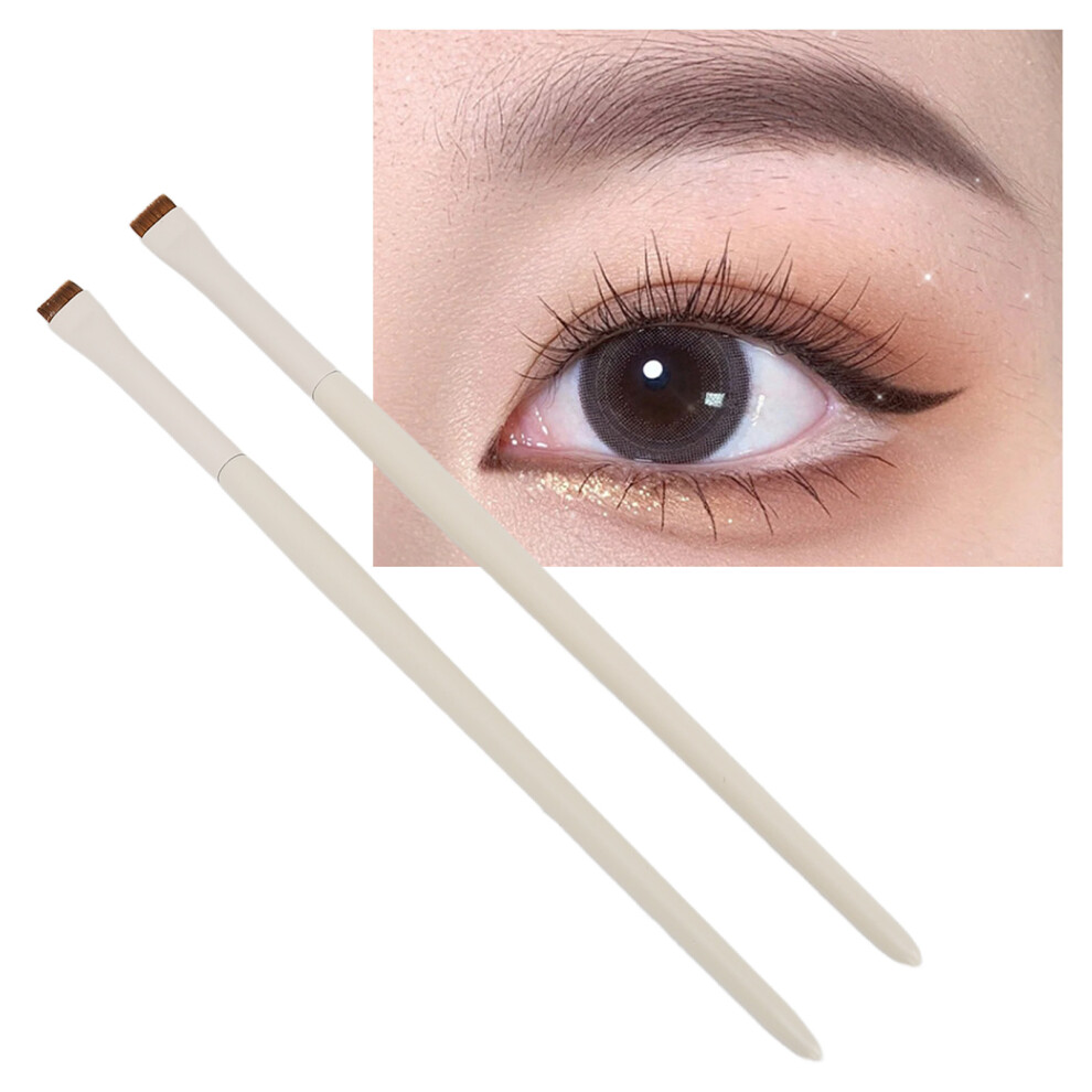 2pcs Fine Angled Eyeliner Brushes Ultra Thin Slanted Flat Angle Makeup Eyebrow Concealer Brushes