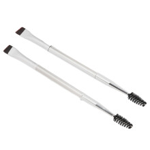 2pcs Silver Double Ended Brow Brush Soft Hair Makeup Spiral Eyebrow Eyelash Brush Cosmetic Tool
