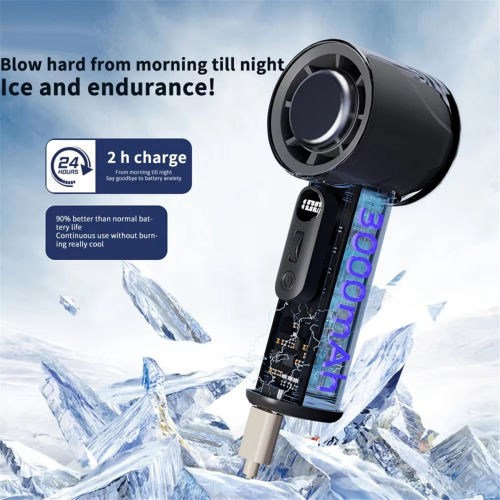 Portable Handheld Ice Cooling Fan 100 Speed 3000mAh LED B 2