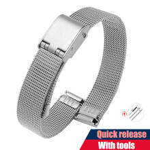 (19 mm, Typ B, Silber) Milanese Loop-Uhrenarmband 10/12/14/16/17/18/19/20/21/22 mm, universeller Schnellverschluss