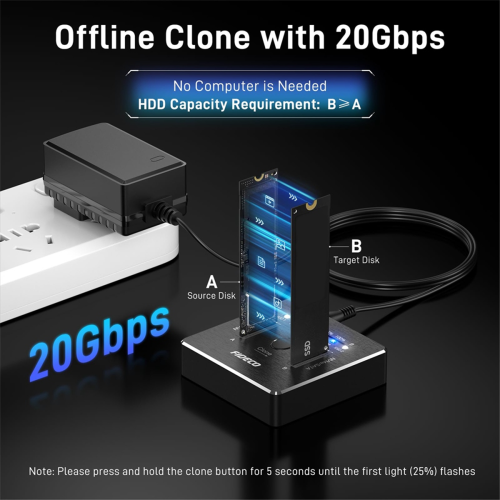 M.2 NVMe SATA SSD Cloner Dock USB 3.2 Gen 2 x 2 20Gbps EU-PLUG 1
