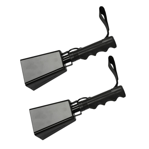 2 sinos de vaca de aço, 9 polegadas, geradores de ruído, preto 2