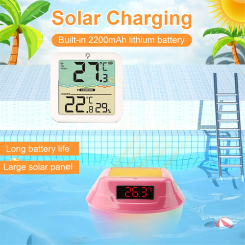 Soldrevet pooltermometer med LED-display A 1