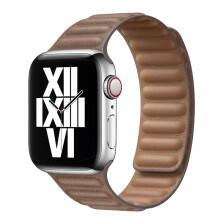 Correa de cuero marrón para Apple Watch de 45 mm, 41 mm, 44 mm y 40 mm, con eslabones magnéticos originales.