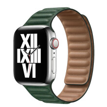 Correa de cuero para Apple Watch (verde turquesa) de 45 mm, 41 mm, 44 mm y 40 mm con eslabón magnético