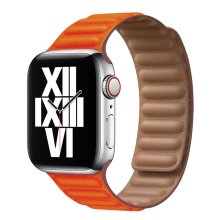 Correa de cuero para Apple Watch (color atardecer), 45 mm, 41 mm, 44 mm y 40 mm, con eslabones magnéticos