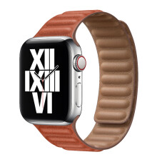 Correa de cuero para Apple Watch (marrón silla de montar), 45 mm, 41 mm, 44 mm y 40 mm, con eslabones