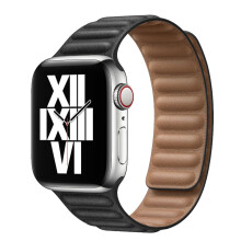 Correa de cuero negra para Apple Watch de 45 mm, 41 mm, 44 mm y 40 mm, con eslabones magnéticos originales.