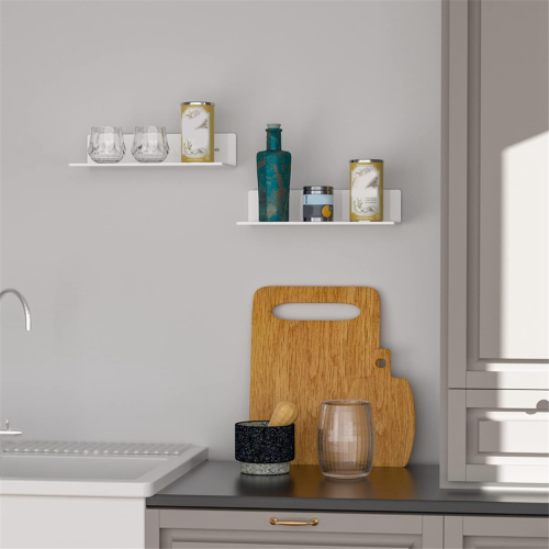 Acrylic Floating Shelf Small Storage Rack Wall-Mounted White 2