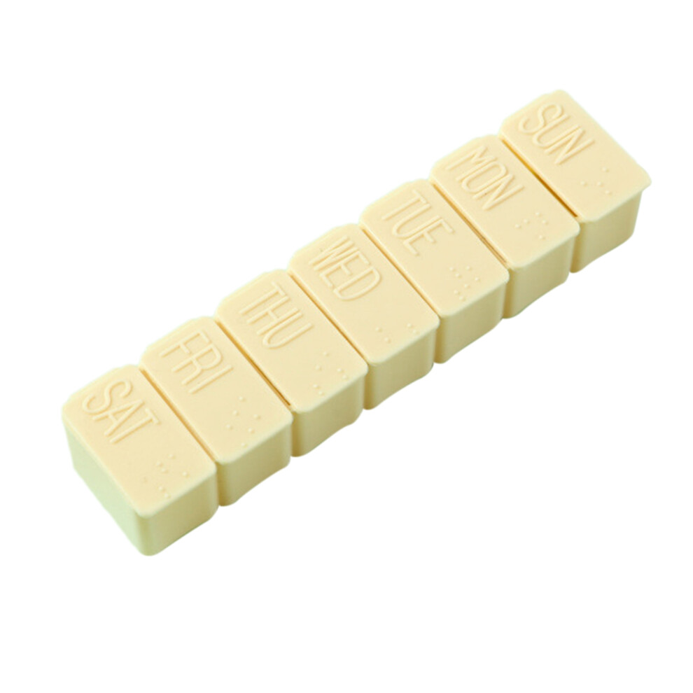 Beige 7 Compartments Weekly Medicine Box 7 Day Medicine Case Weekly Tablet Organizer Daily Vitamin Case