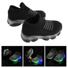 Kinder LED-Strickschuhe Schwarz 21, Atmungsaktiv, Elastisch, Rutschfest