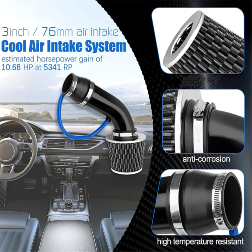 Cool Air Intake Kit, Filter Induction Flow Hose Pipe Kit 2