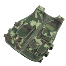 Shoot Vest with Zipper Pockets Adjustable Camouflage Vest for Kids Outdoor Biking Hiking Mountaineering L