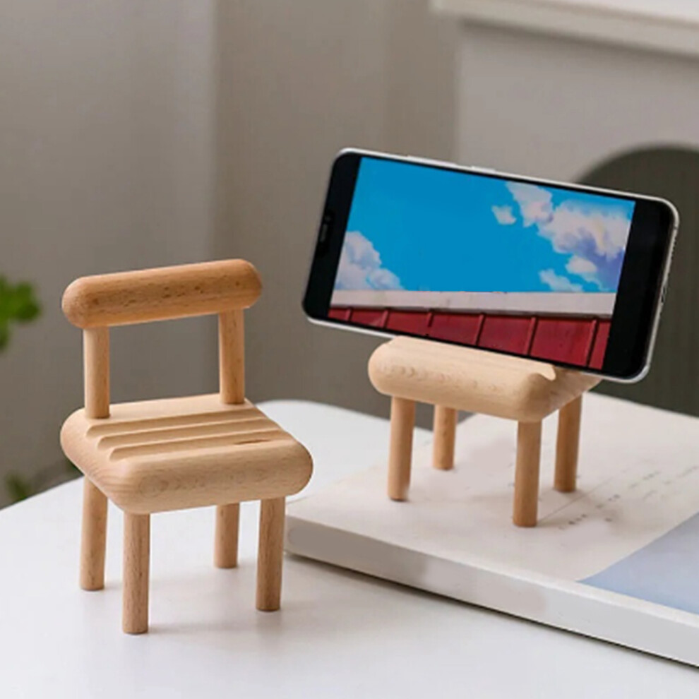 Wood Chair Phone Stand Cute Mini Wooden Chair Shape Phone Holder Stand For Mobilephone Cellphone Smartphone 4631315334014