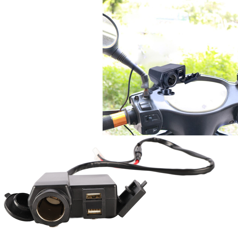 Motorcycle Phone Charger With Cigarette Lighter Socket 4.2A Dual Usb Port Voltage Display Safe For Scooter Motorbike Voltmeter + Cigarette 8771315333443
