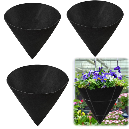 3 stk. kjegleformede blomsterkurvforinger 40 cm