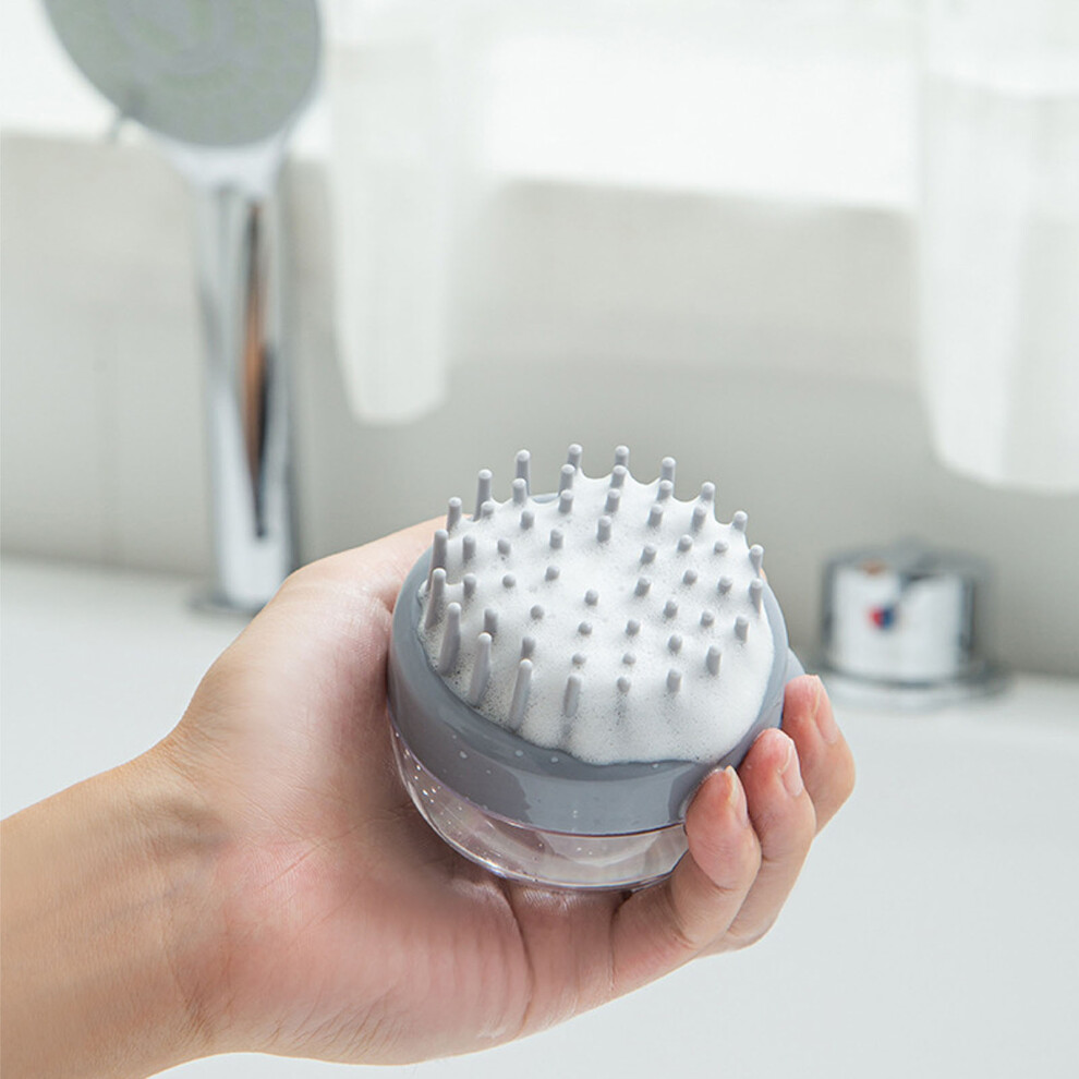 Head Scrubber Press Brush Fine Teeth Ergonomic Foaming Cleaning Scalp Press Scrubber Grey